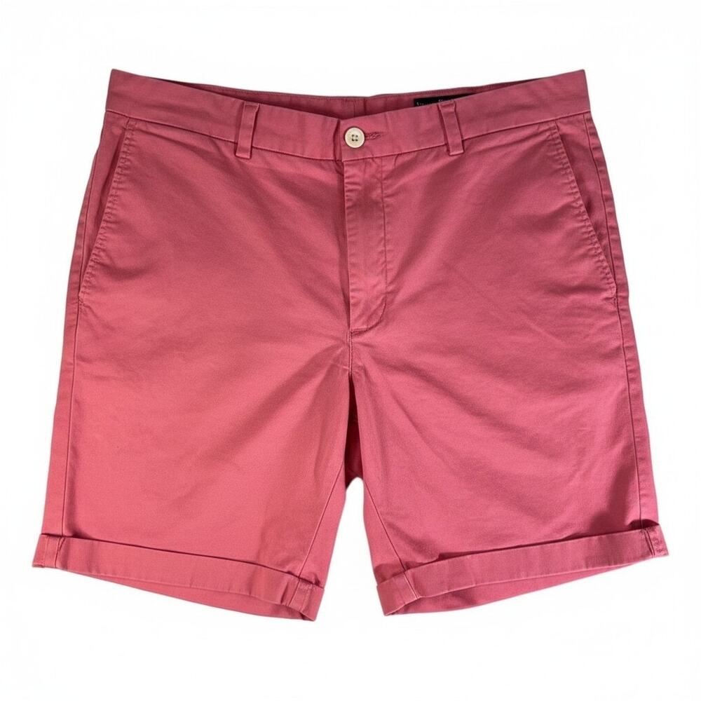 Vineyard Vines Men Breaker Chino Short Cuffed Pink 36 Preppy Summer Classic Golf